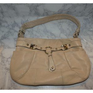 Cream Genuine Leather Shoulder Bag, Makowsky Brand